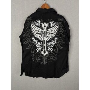 Victorious Los Angeles Men's Long Sleeve Dress Shirt Black White Accent 2XL